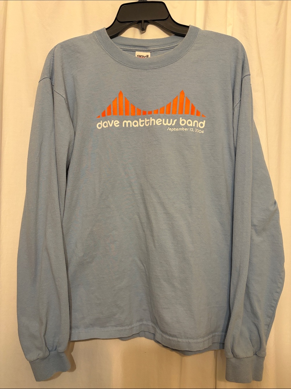 Dave Matthews Band Light Blue Long Sleeve Tee with Orange Logo 2004 vintage